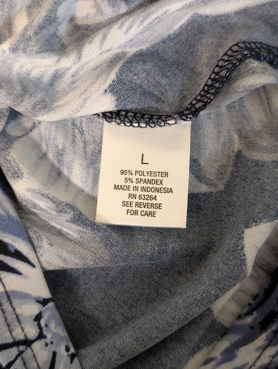 Roz & Ali Navy Blue Floral Sleeveless Blouse V-Neck Pleated Front Size L - Picture 6 of 7